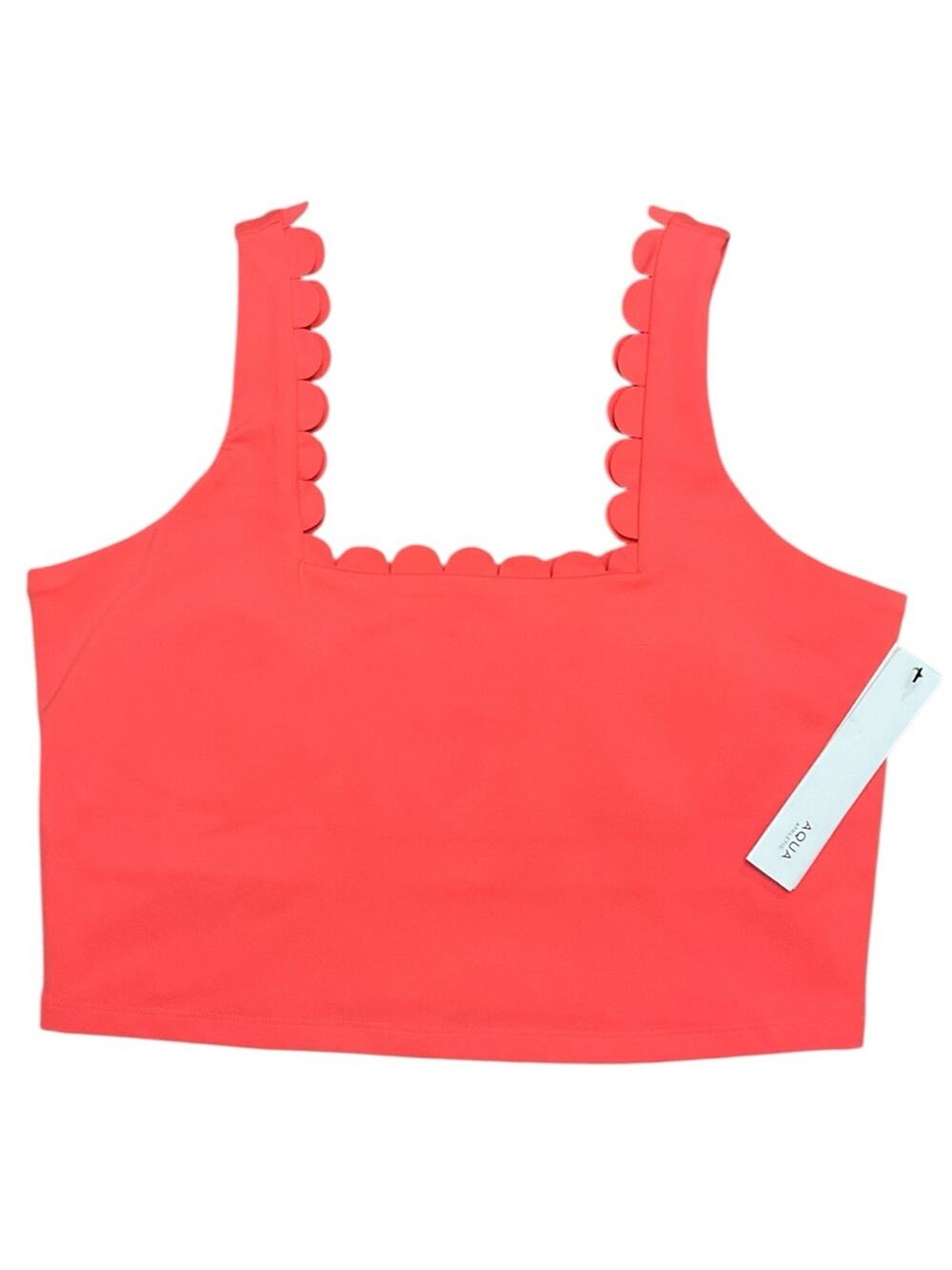 AQUA Athletic Women’s Scalloped Edge Hot Pink Crop Tank Size Large NWT